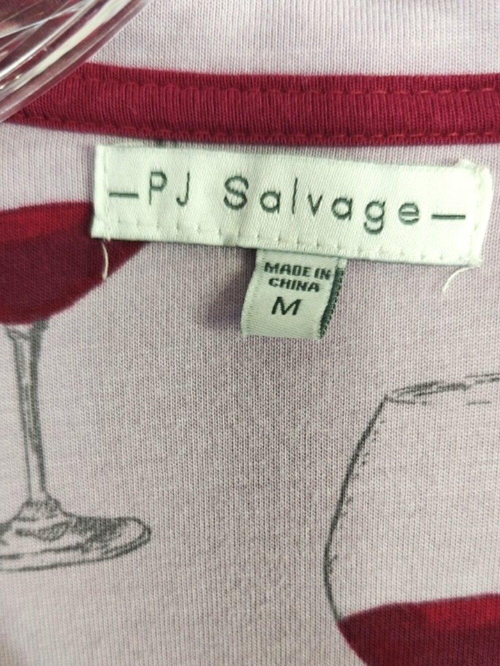 PJ Salvage Size M Pajama Set Wine Glasses Long Sleeve & Pant Bottoms - Picture 7 of 8